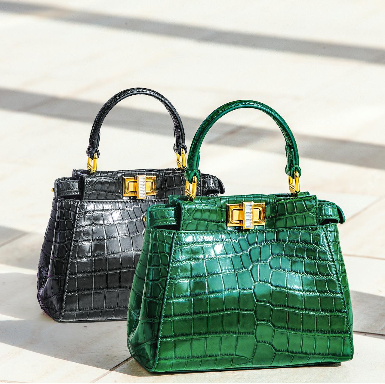 Crafting Captivating Headlines: Your awesome post title goes here Elevate your style with these exquisite green and black crocodile pattern handbags, perfect for a luxury fashion statement.